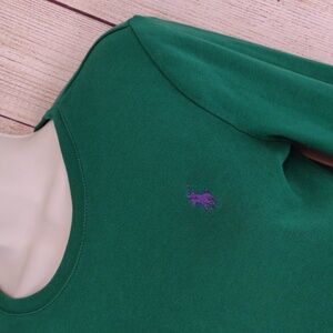 Ralph Lauren sport Long Sleeve pullover Kelly Green purple logo medium Preppy
